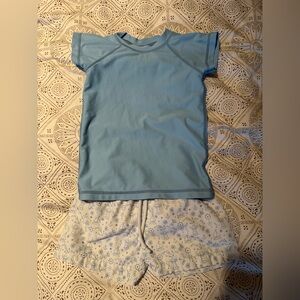 Crewcuts Light Blue XXS Rash Guard & Cecil and Lou 2T Swim Trunks